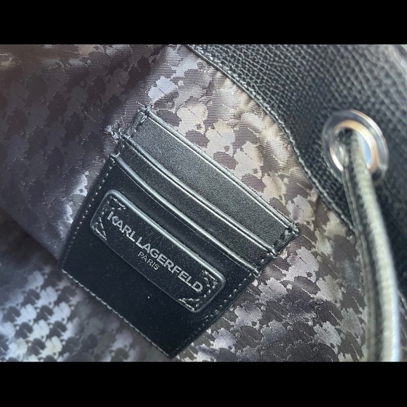 Karl Lagerfeld Black Drawstring Bucket Crossbody Bag - Picture 5 of 7